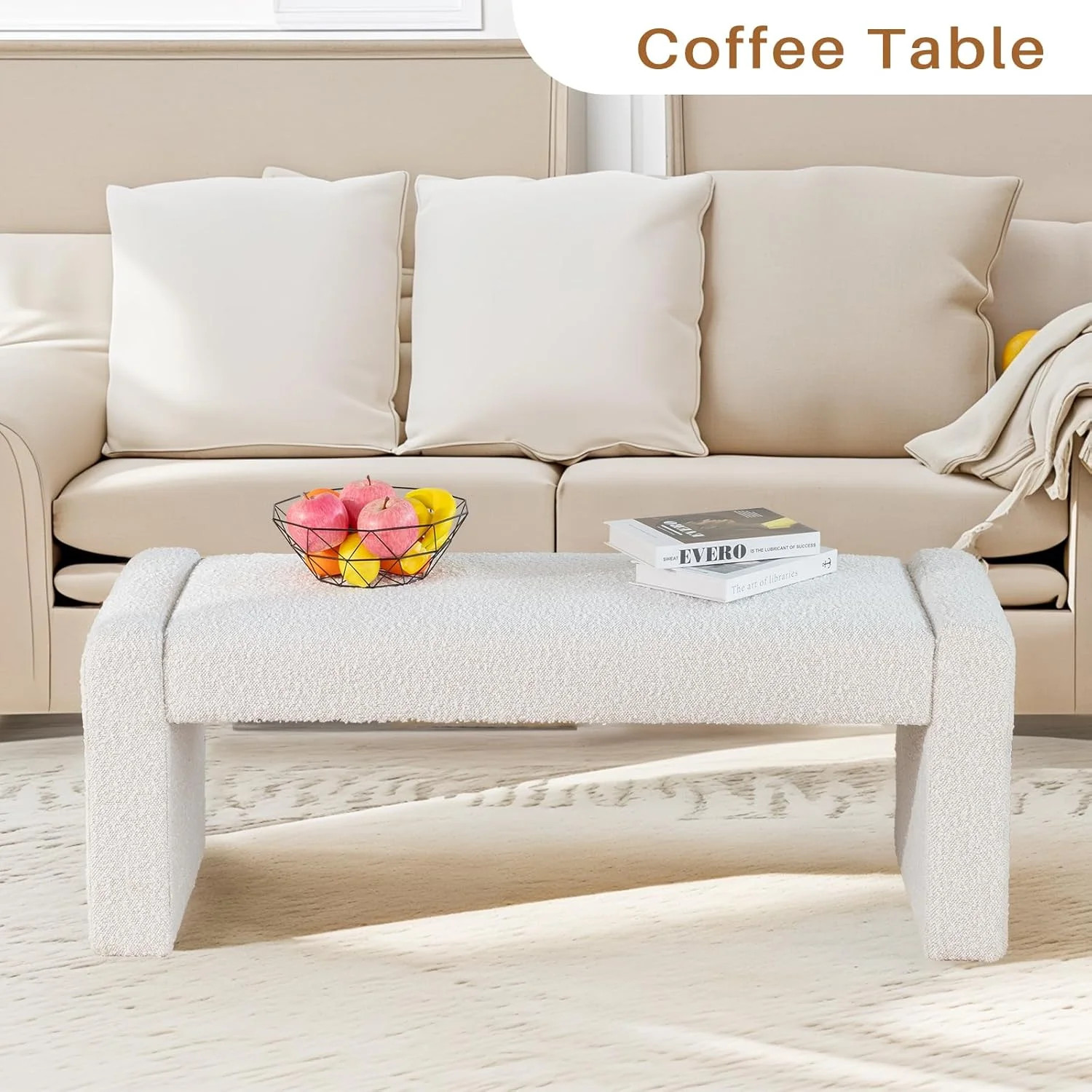 KithKasa 47" Modern Boucle Teddy End of Bed Bench, Upholstered Entryway Bench, Black Bedroom Benc... | Walmart (US)