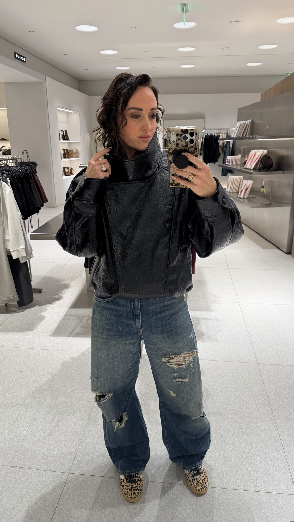 Zara viral sold out leather jacket has been restocked. Size S. Def has an oversized fit 

#LTKSeasonal #LTKOver40 #LTKootd