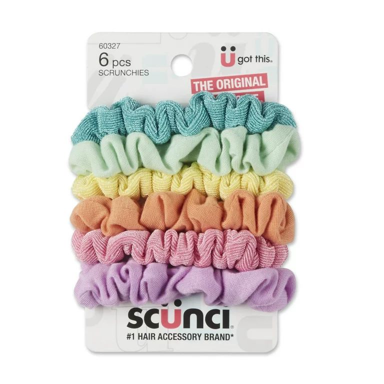Scunci Mini Scrunchie Hair Ties, Assorted Colors, 6 Ct | Walmart (US)