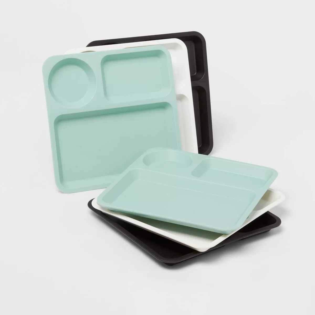 10" 6pk Plastic Cool Colors Kids' Square Divided Plates - Pillowfort™ | Target