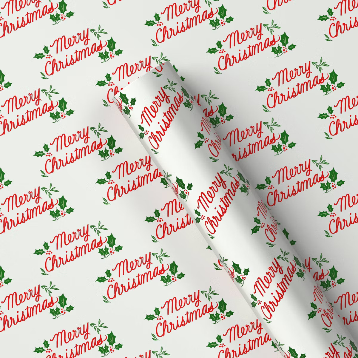 20 sq ft 'Merry Christmas' Gift Wrap White - Wondershop™ | Target