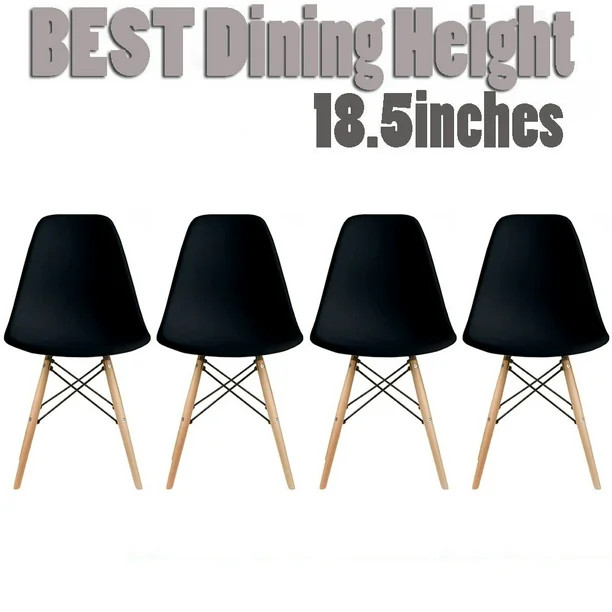 2xhome Set of 4 Black Mid Country Modern Molded Shell Designer Assemble Plastic Chair Side No Arm... | Walmart (US)