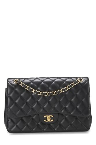 Chanel, Pre-Loved Black Quilted Lambskin New Classic Double Flap Jumbo, Black | Amazon (US)