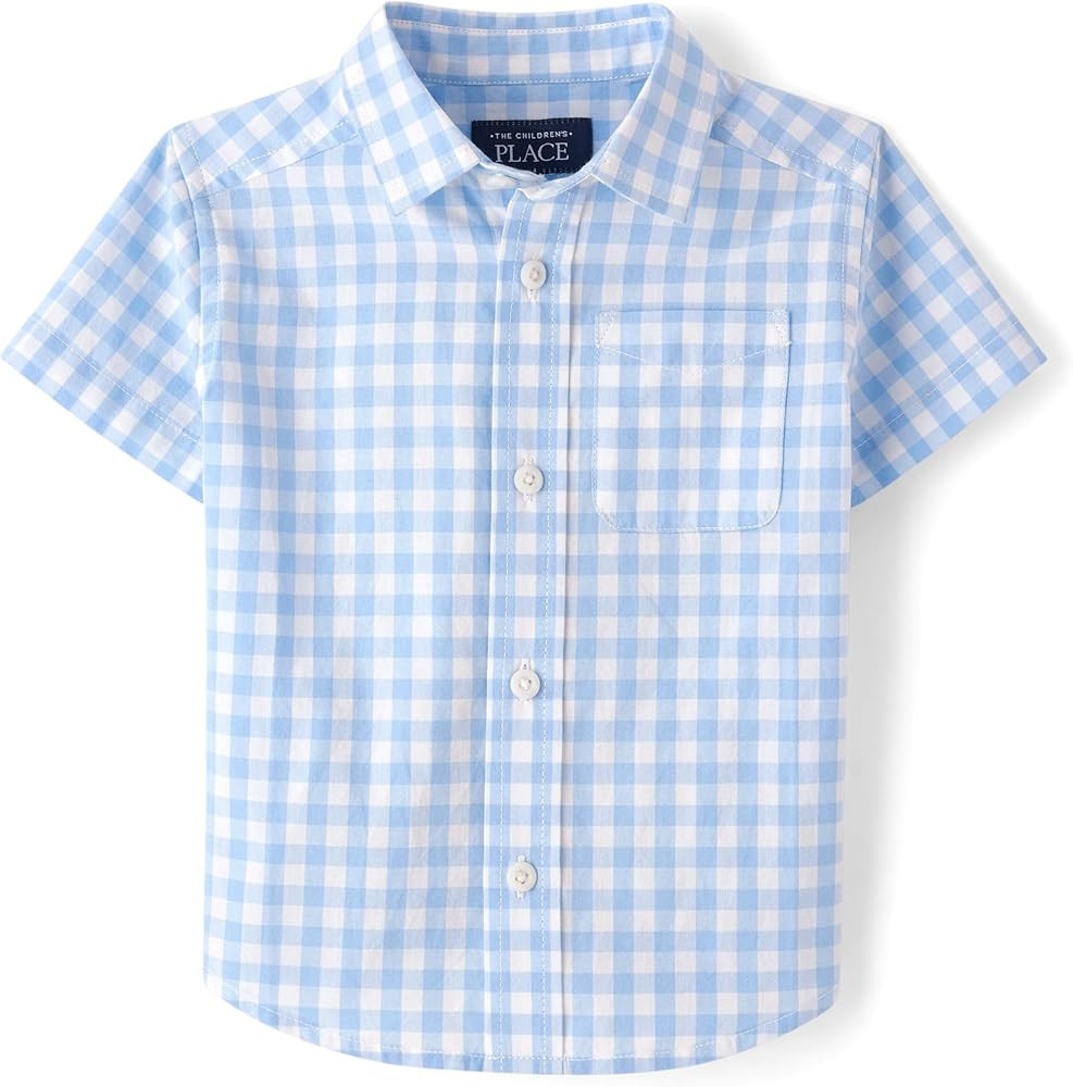 The Children's Place Boys' and Toddler Poplin Short Sleeve Button Down Shirt | Amazon (US)