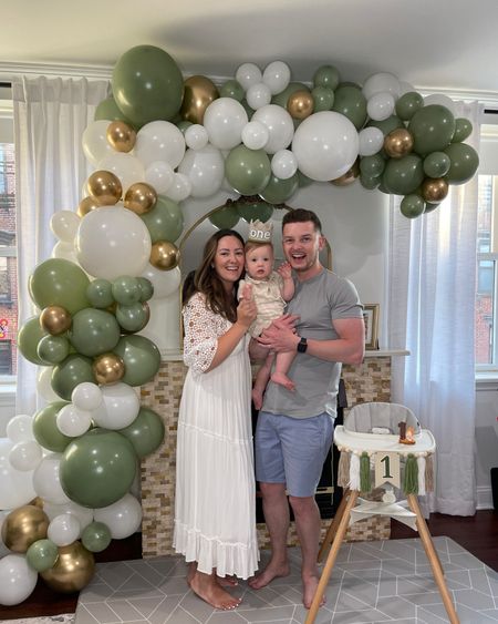 DIY balloon arch, birthday balloon arch, cute and simple birthday decorations, green and gold birthday decorations, first birthday celebration  

#LTKparties #LTKfamily #LTKhome