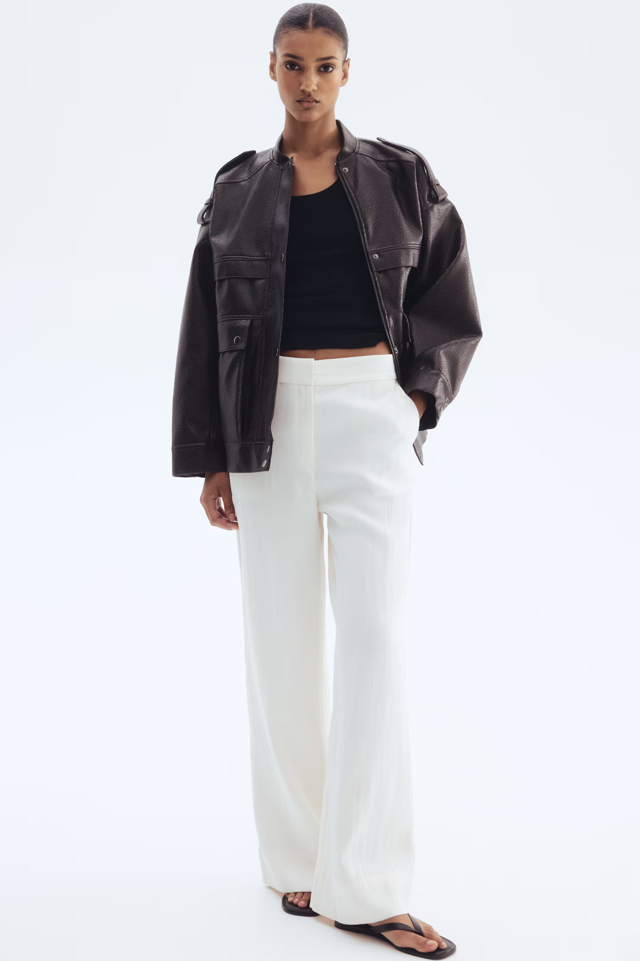 Wide-Leg Twill Pants | H&M (US + CA)