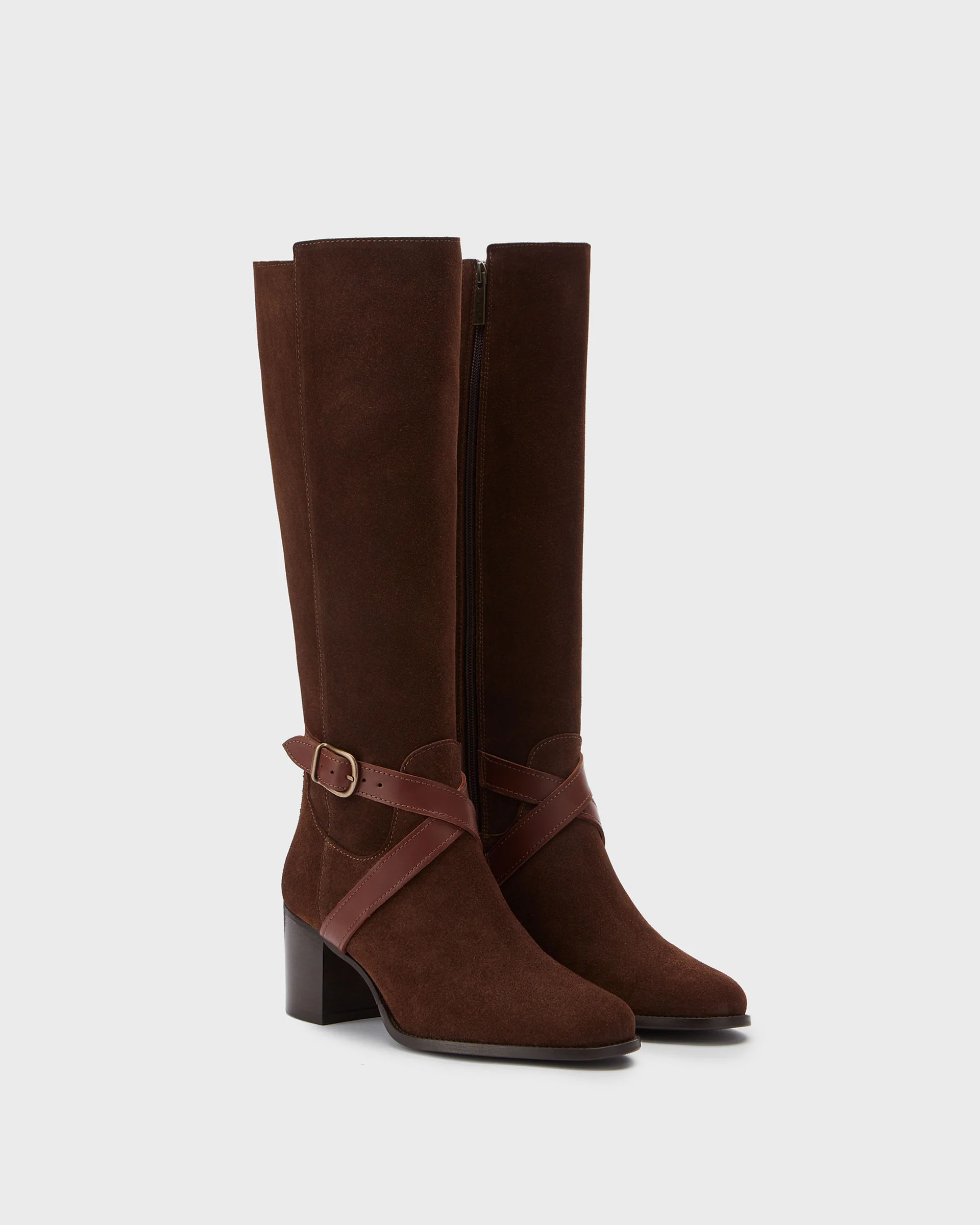 Easton Brown Suede Knee High Heeled Boots | DuoBoots | DuoBoots