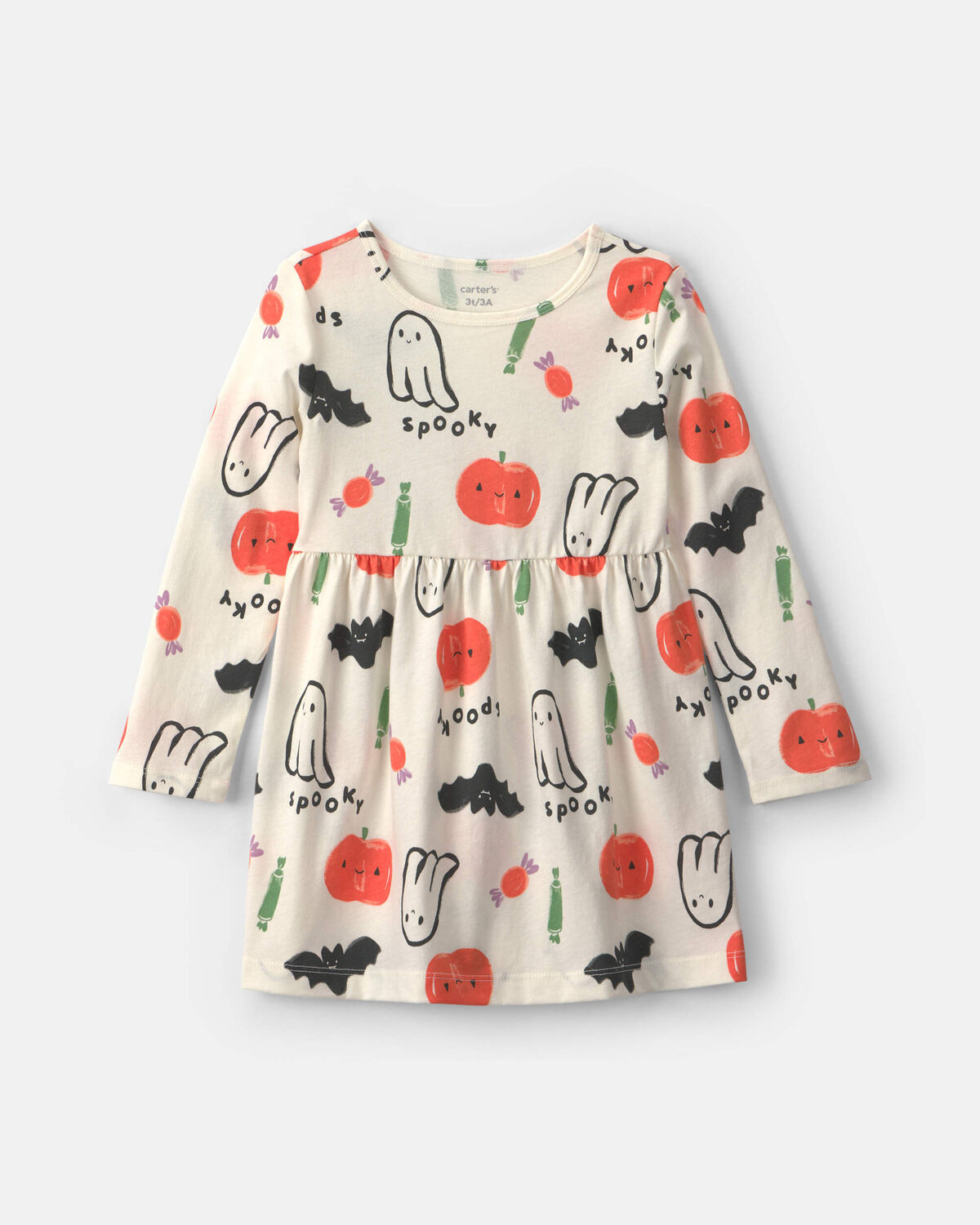 Toddler Girl Pumpkin Long-Sleeve Dress - Cream | Carter's Inc