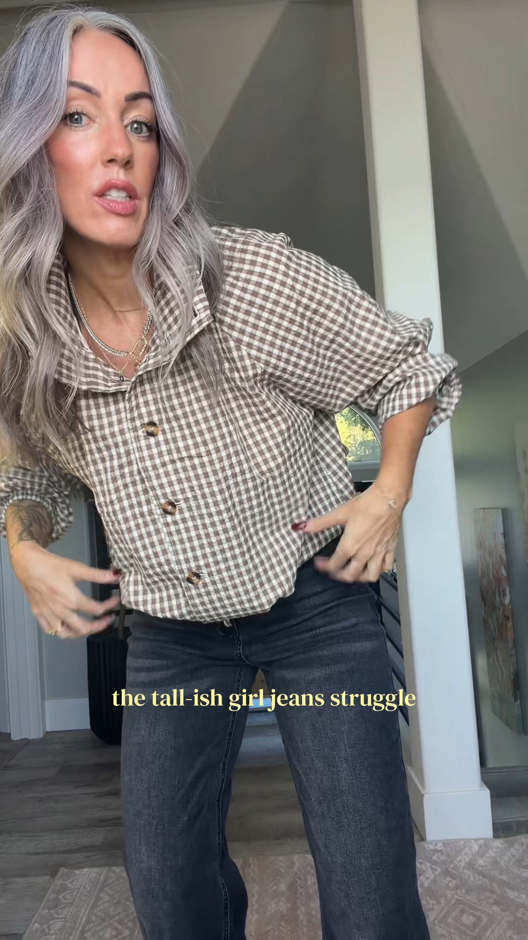 These jeans with the ruffle jeans are super cute but too short for me at 5’8 I had to return them. If you’re shorter they’ll work for you! Love the gingham bomber jacket though! I’m wearing size M.

#LTKOver40 #LTKSeasonal