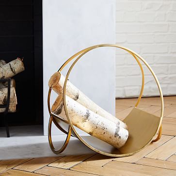 Graphic Metal Fireplace Firewood Holder | West Elm (US)