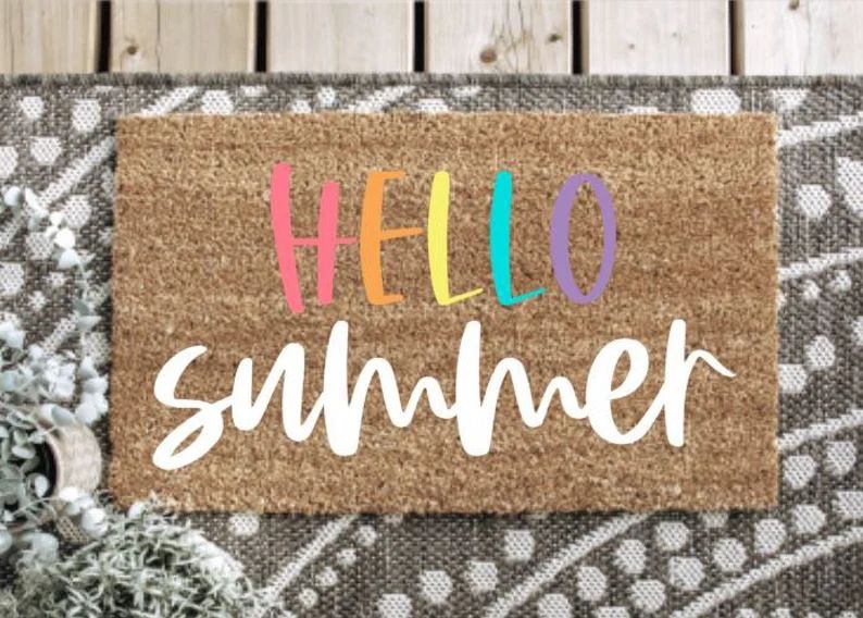 Colorful Hello Summer Doormat Coir Doormat Outdoor Rug | Etsy | Etsy (US)
