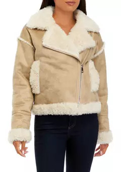 NVLT Cropped Shearling Biker Jacket | Belk