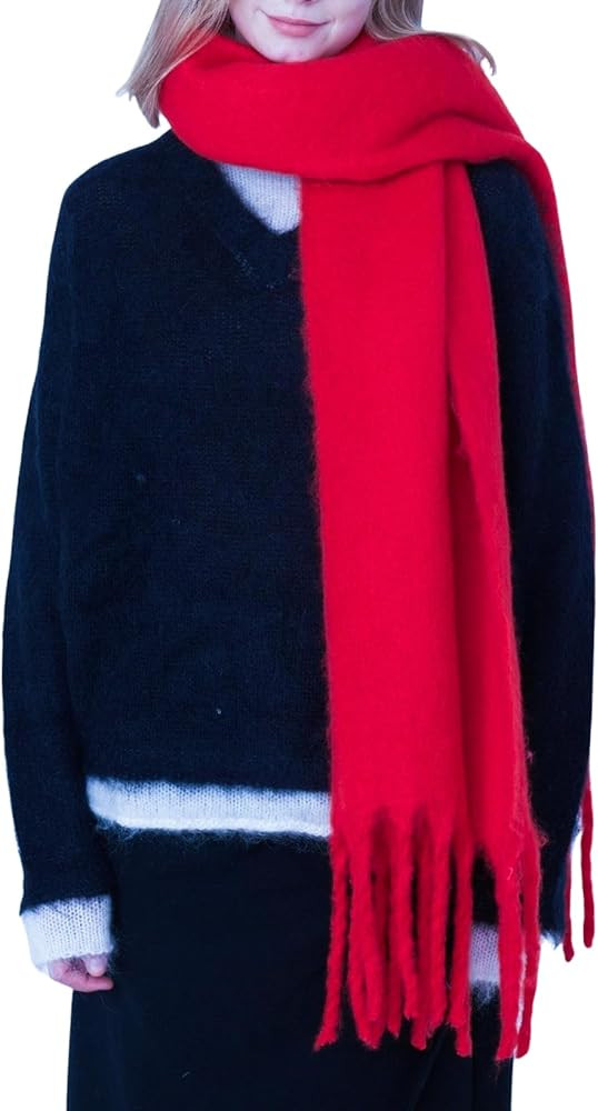 SUNDSGT Big Scarf Coloured Oversized Tassel Soft Fall Winter Thick Scarf Warm Shawl Women | Amazon (US)