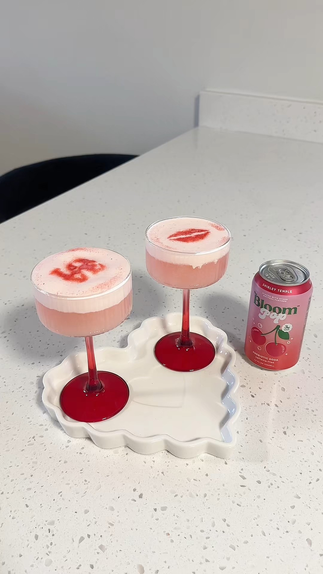 Morning Mocktail 🍒 with Bloom Pop and Cold Foam

Cold Foam Recipe: 
Heavy cream
Milk
Grenadine  

Stencils and shaker from @amazon link in bio on LTK 

Powder is crushed freeze dried strawberries 🍓 

#mocktailrecipe #mocktail #coldfoam #prebiotics #shirleytemple 

#LTKmorningroutine #LTKValentine