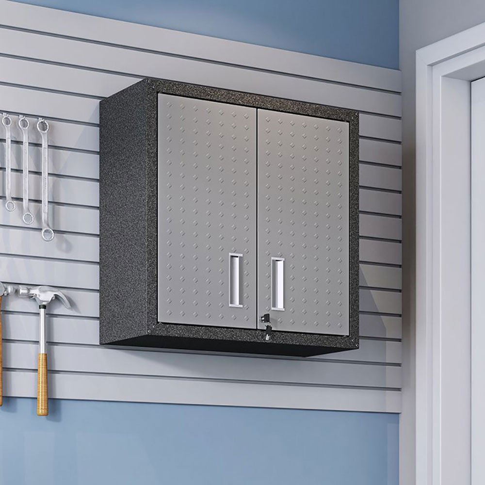 Fortress 30" Floating Textured Metal Garage Cabinet with Adjustable Shelves in Grey - Walmart.com | Walmart (US)