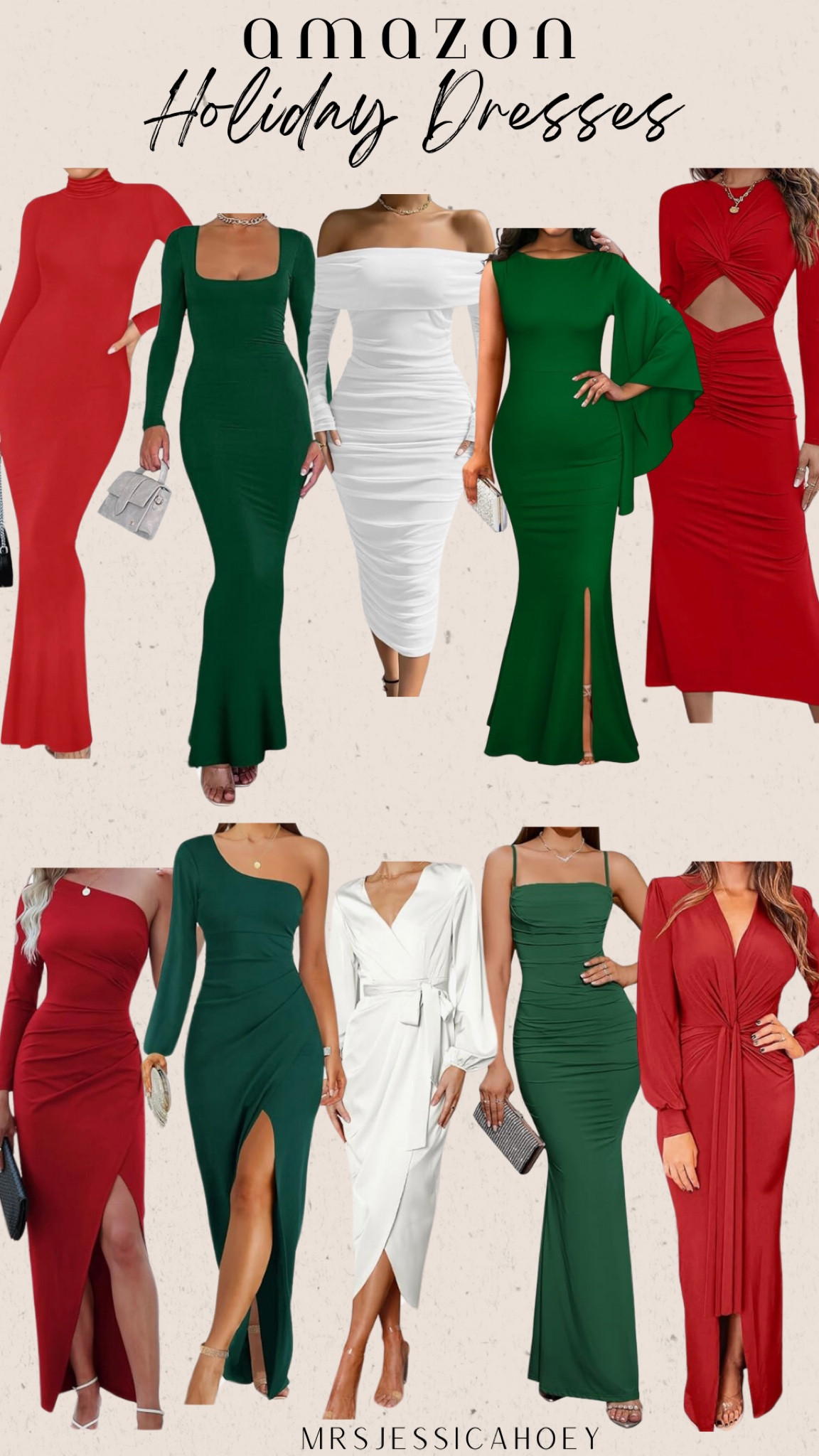 Women’s formal evening dresses. Cocktail dress. Holiday party. Christmas outfit. Holiday out. Christmas party. Long sleeve one shoulder spaghetti strap strapless long dress. Red green white dresses. Sweater dresses. Satin dress. 

#LTKfindsunder100 #LTKSeasonal #LTKHoliday