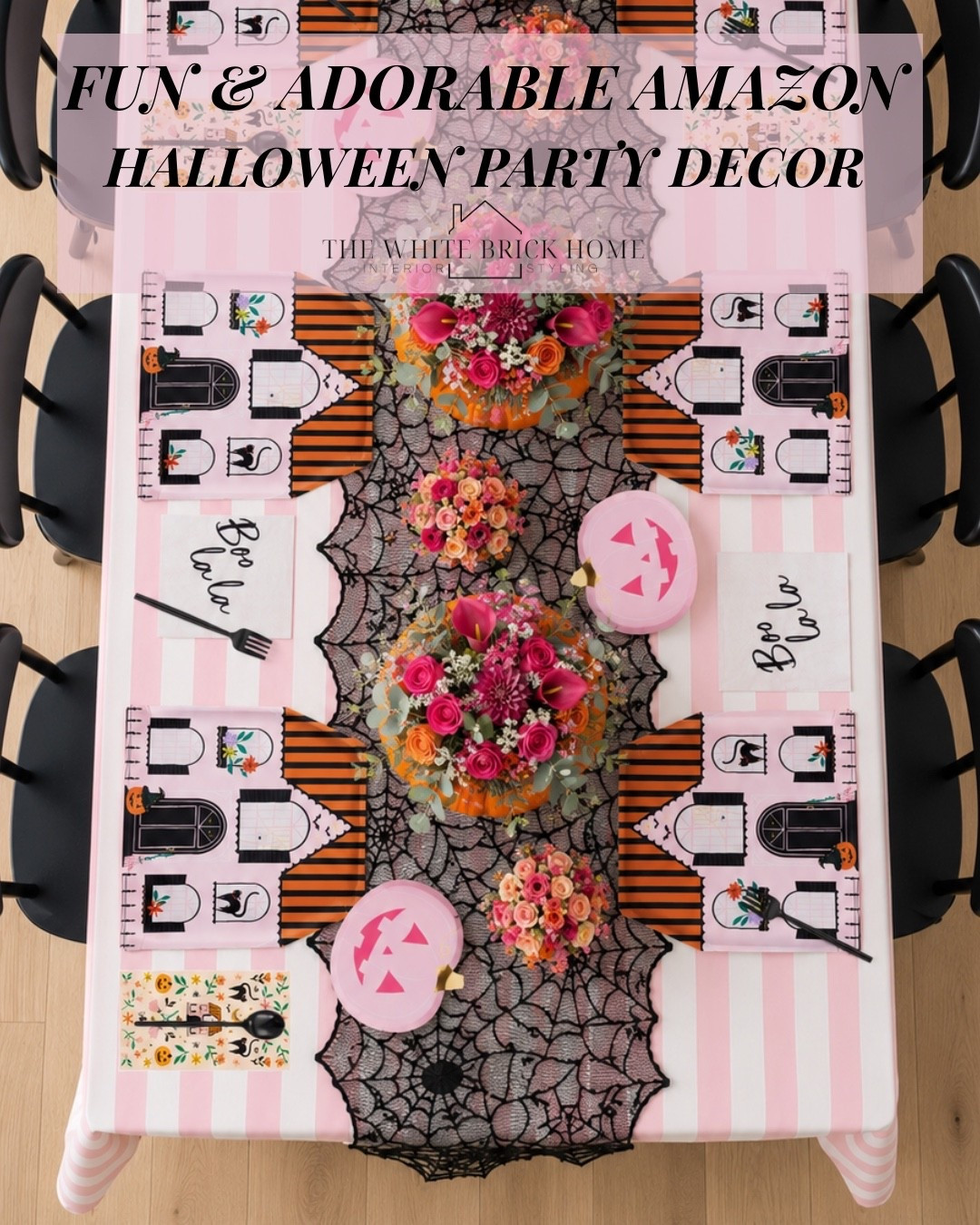 The cutest Halloween table scape - fun, happy, and perfect for a kids Halloween party! All sourced from Amazon, too! 
🖤🖤
Halloween, Halloween party, Halloween party decor, kids party, kids Halloween party, kids party decor, kids party ideas, kids Halloween party, party, kids party decor, fall decor, fall decor ideas, Halloween party for kids, Halloween decor ideas for kids, Halloween finds, Amazon Halloween