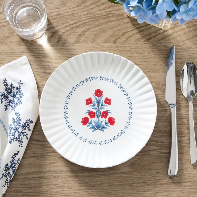 Floral Ceramic Plate, Red/White/Blue, 8", by My Texas House | Walmart (US)