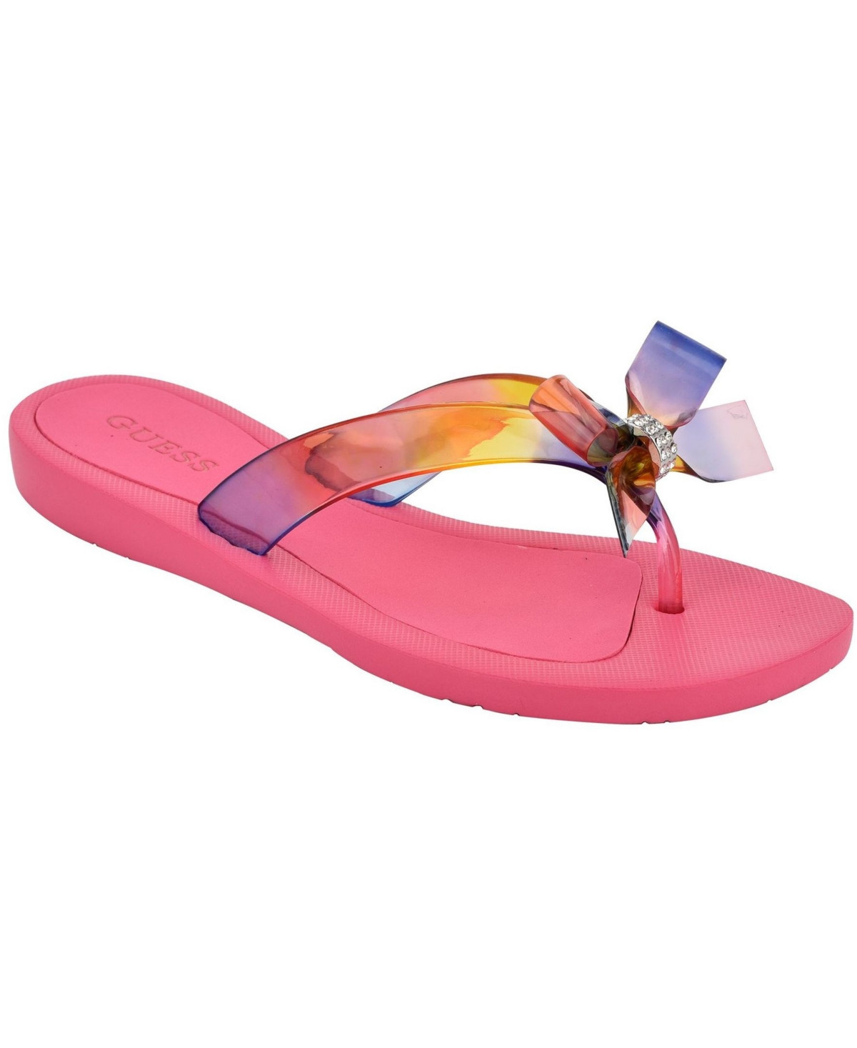 Guess Women's Tutu Eva Fashion Bow Detail Flip Flop Sandals - Rainbow Vinyl | Macy's