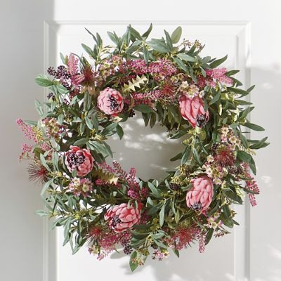 Vibrant Protea Wreath, 26" | Grandin Road | Grandin Road