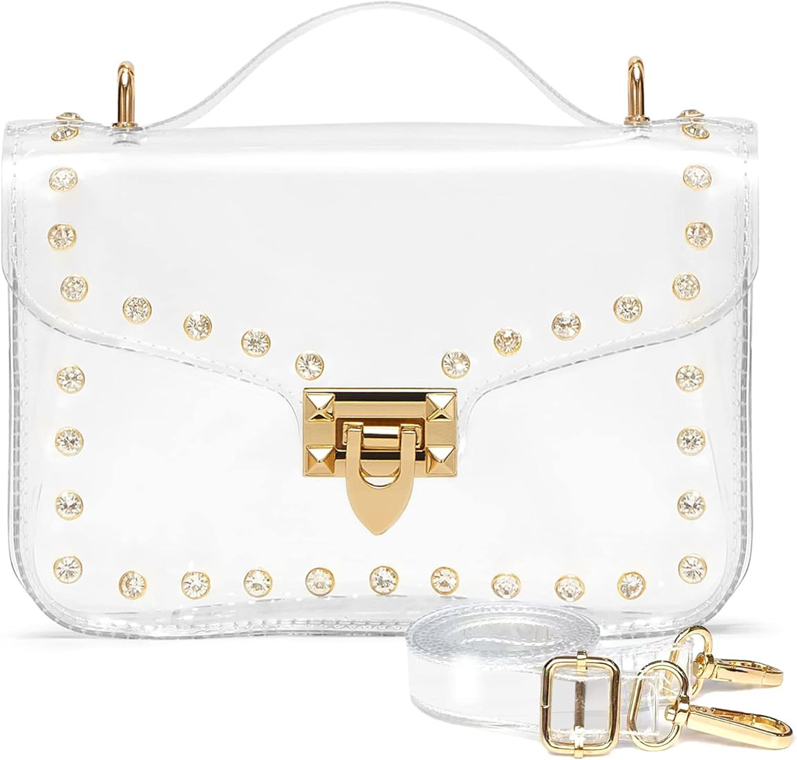 OllarKt Clear Purses For Women Small Clear Clutch Purse Clear Crossbody Bag Stadium Approved Gold... | Amazon (US)