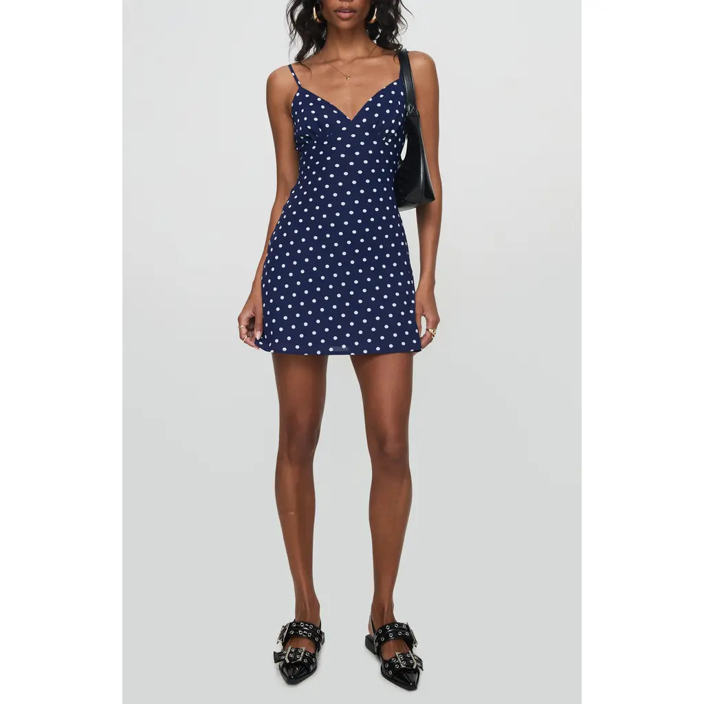 Princess Polly Chara Polka Dot Minidress in Navy at Nordstrom, Size 4 | Nordstrom