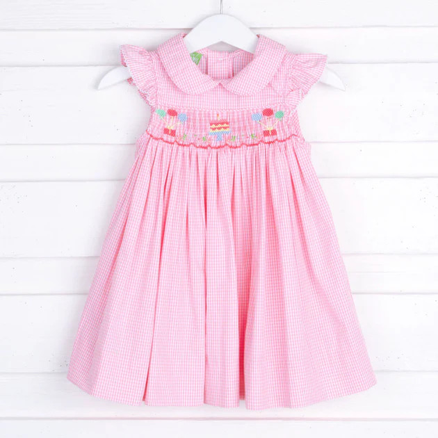 Sweet Birthday Smocked Collared Dress Pink Gingham | Classic Whimsy
