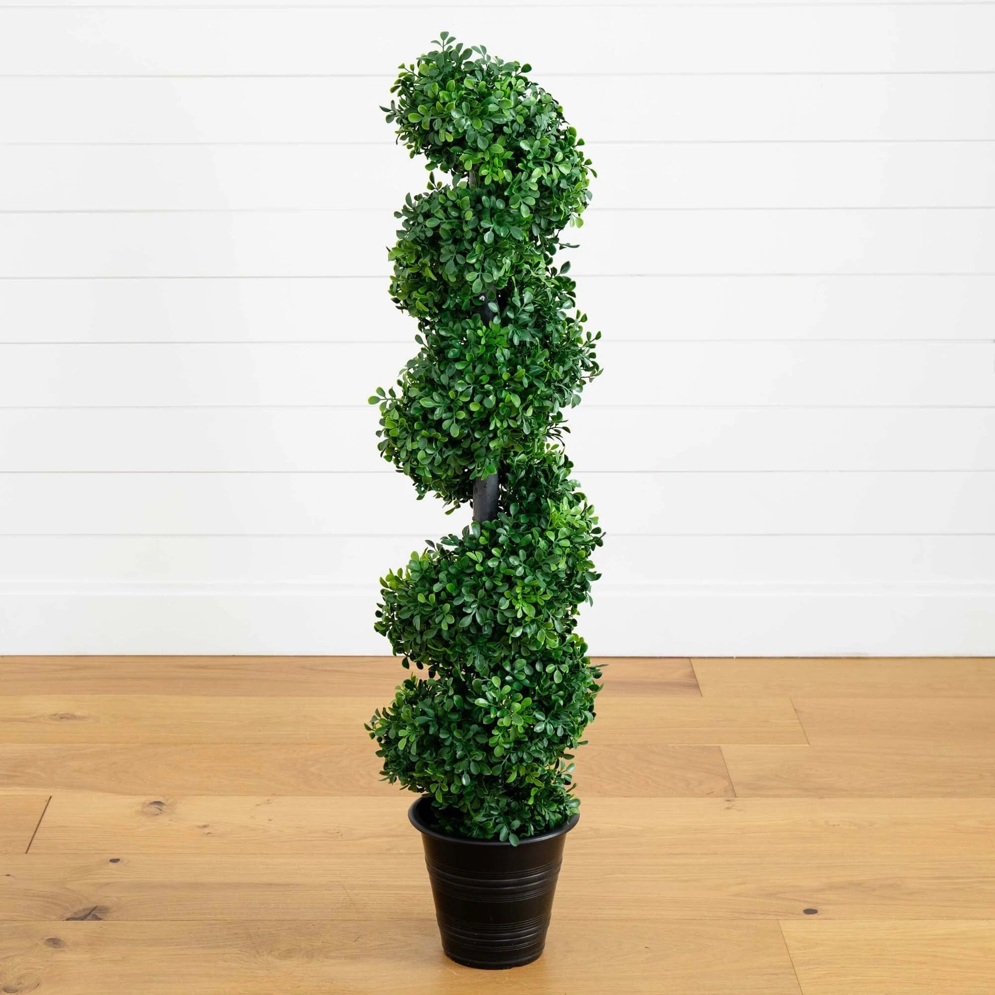 Boxwood Spiral Topiary with Planter (Indoor/Outdoor) | Nearly Natural | Nearly Natural