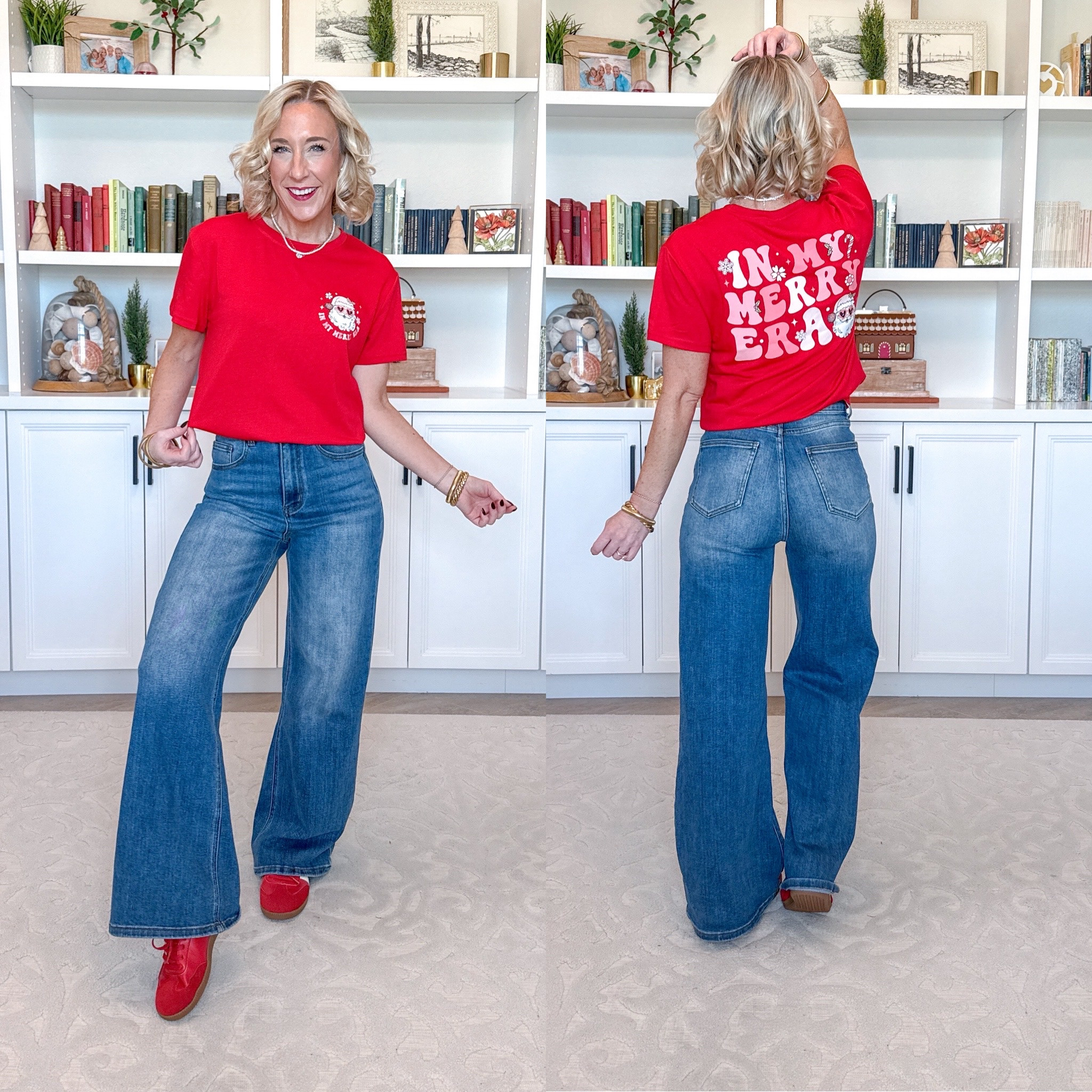 Amazon; holiday graphic tees • Wide leg jeans - size 25. 

‘In My Merry Era’ Tee - size small.

 

#LTKSeasonal #LTKHoliday #LTKFindsUnder50