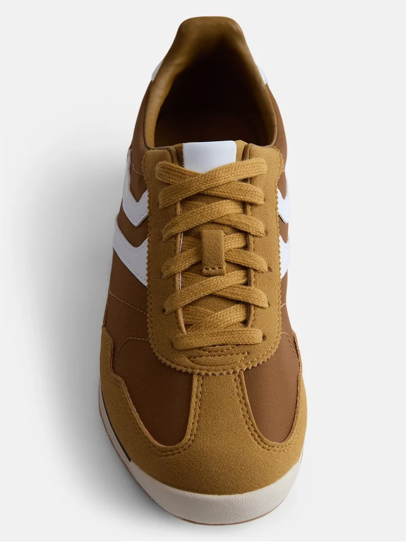 No Boundaries Women's Faux Leather and Suede Retro Inspired Lace Up Sneakers | Walmart (US)
