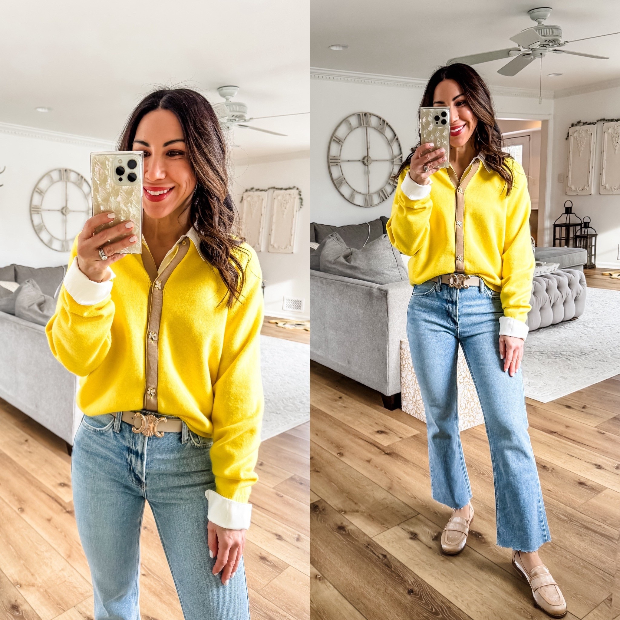 Small yellow sweater. Jeans 25. I cut them.

#LTKOver40 #LTKFindsUnder100