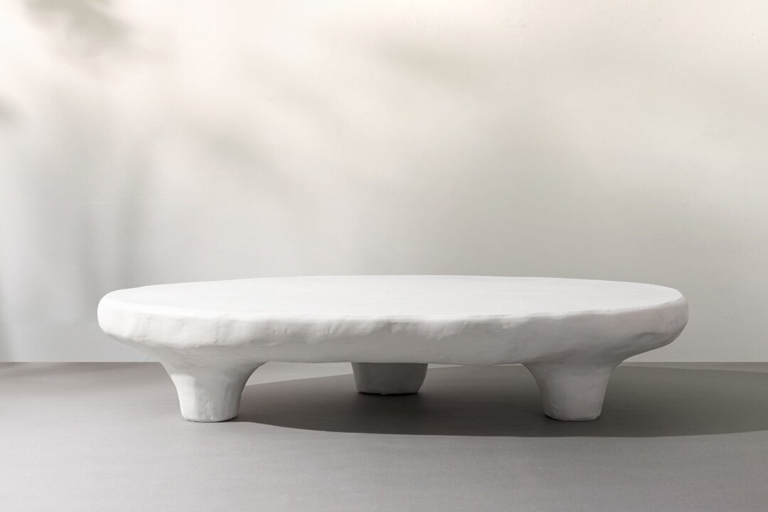 Low Profile Wabi Sabi plaster aesthetic concrete sculptural Coffee Table | Etsy (US)