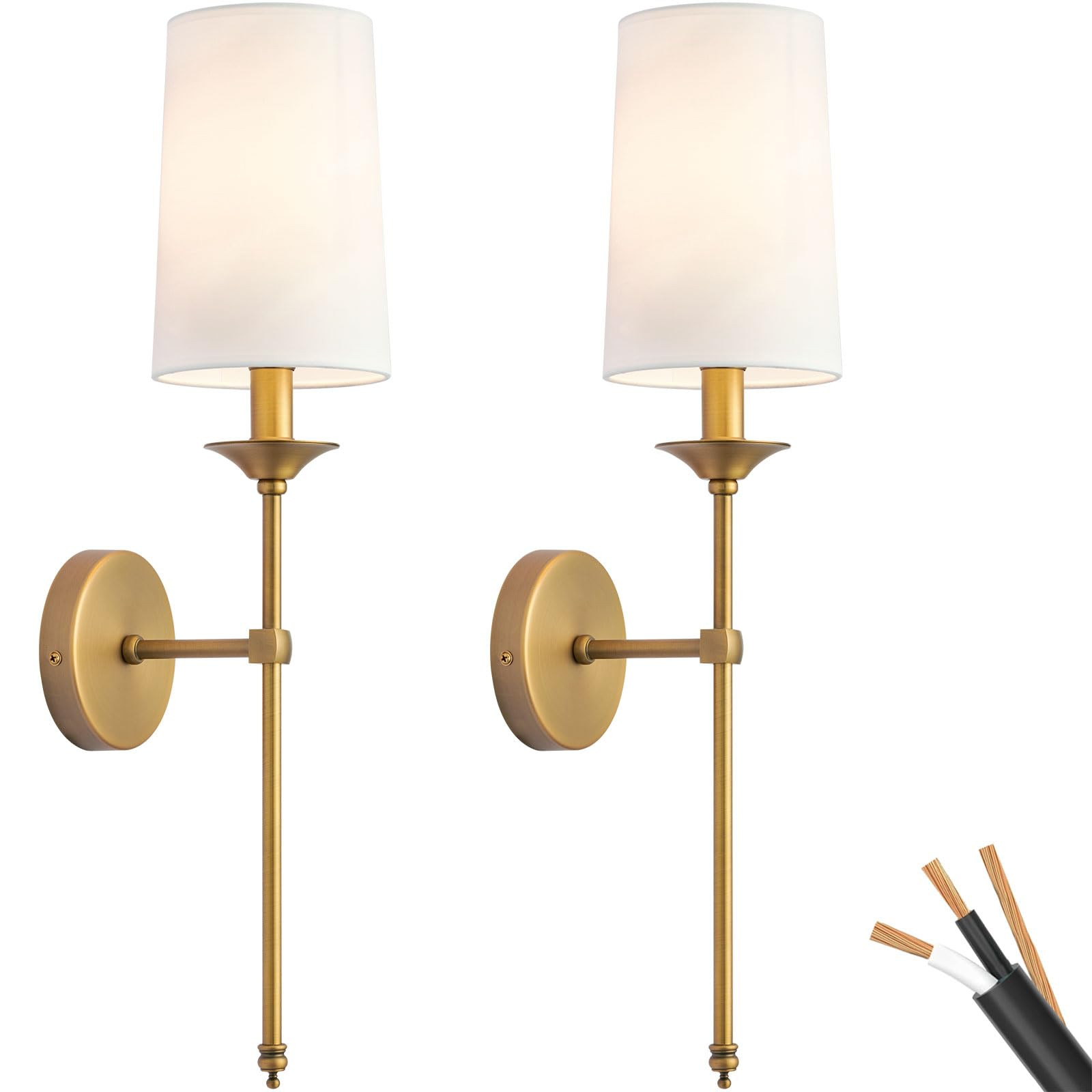 PASSICA DECOR Wall Sconce Set of 2 Hardwired Vintage Antique Brass Sconce Candle Glod Wall Light ... | Amazon (US)