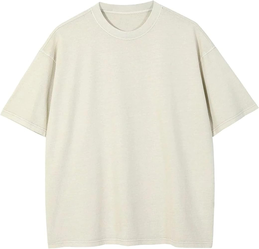 Vamtac Men's Cotton T-Shirts Oversized Short Sleeves Loose Solid Basic Summer Tops | Amazon (US)
