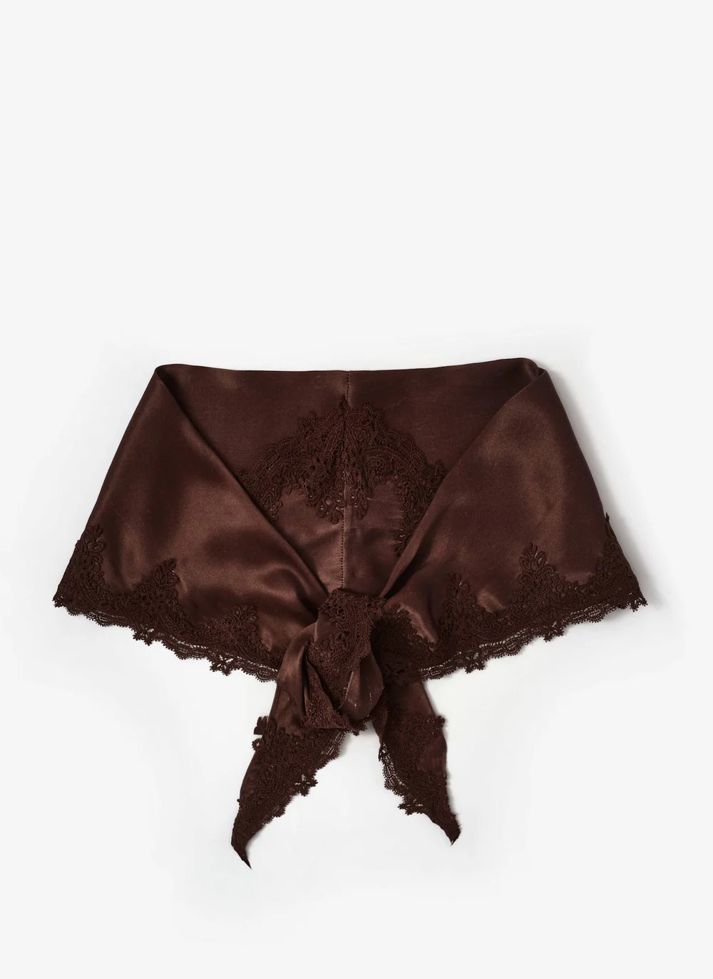 Brown Satin Lace Trim Scarf | Mint Velvet