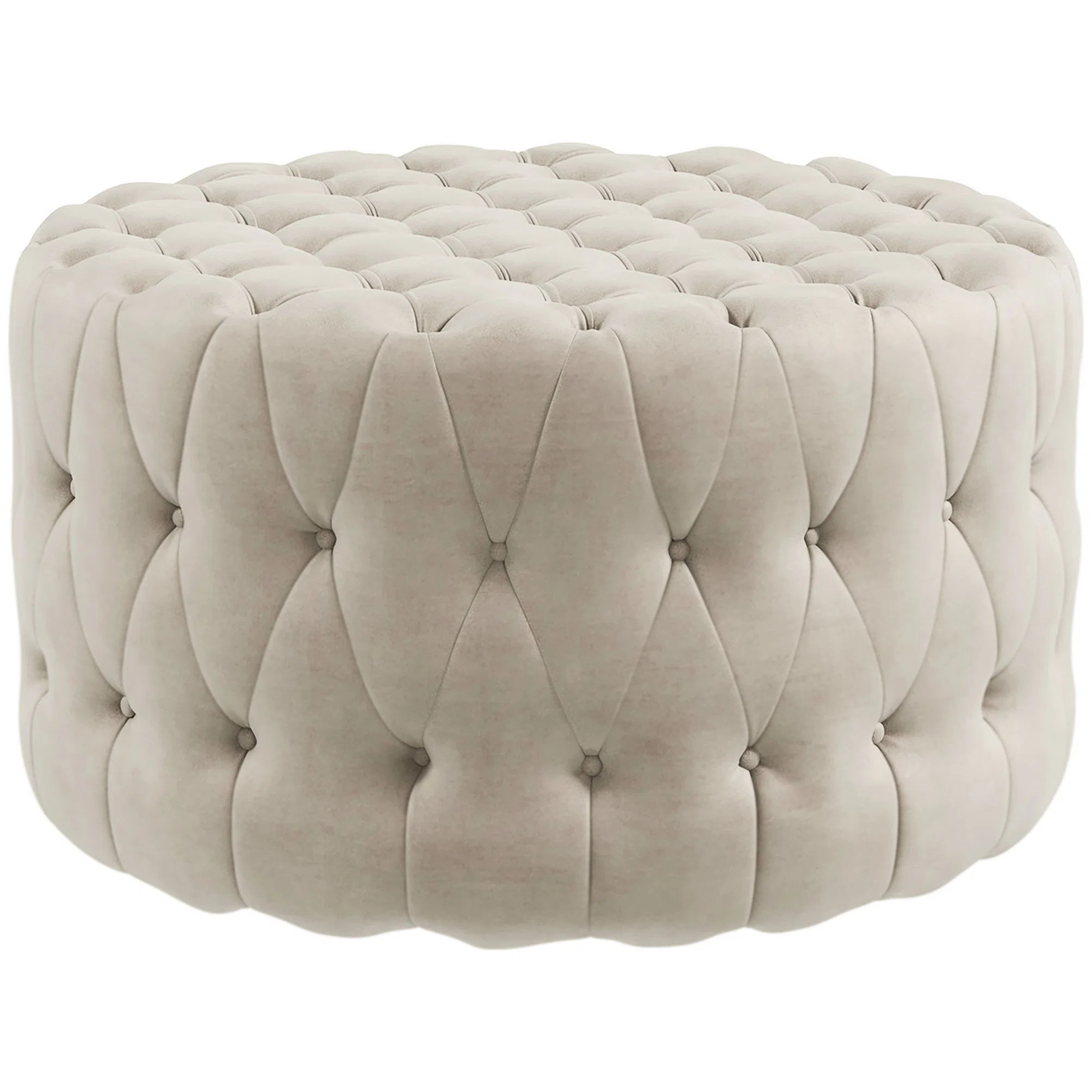 31.5" Round Ottoman, Large Velvet-Feel Upholstered Foot Stool | Wayfair North America