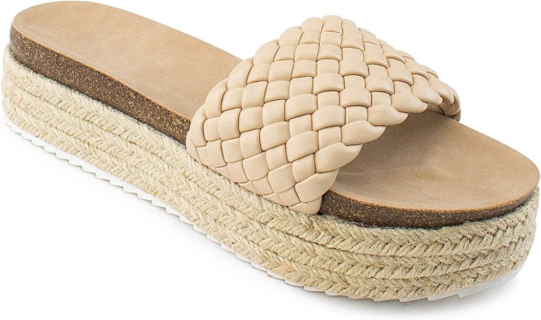 RF ROOM OF FASHION Women's Open Toe Espadrille Lug Sole Summer Slip on Platform Footbed Slides Sa... | Amazon (US)