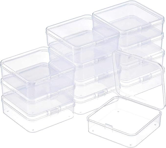SATINIOR 12 Pack Clear Plastic Beads Storage Containers Box with Hinged Lid for Beads and More (2... | Amazon (US)