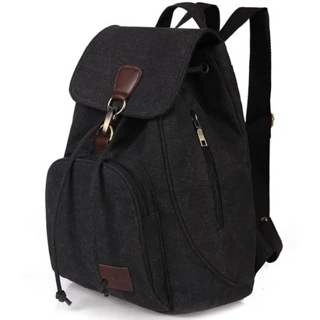 Backpacks Canvas Backpack Rucksack For Women Girl - 15.7 One Size Black | Walmart (US)
