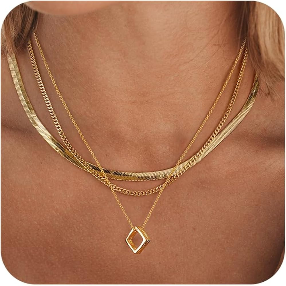Layered Gold Necklaces for Women,14K Gold Plated Dainty Stackable Stack Choker Necklaces for Wome... | Amazon (US)