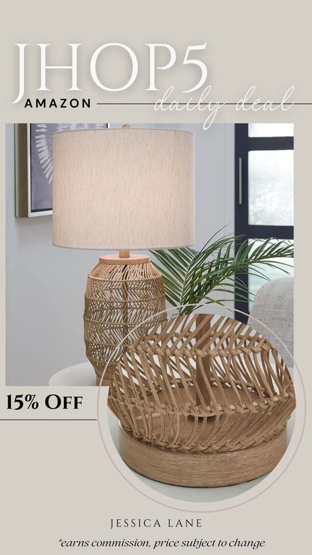 Amazon daily deal, save 15% on this gorgeous rattan woven table lamp. Love the coastal beachy feel of this light fixture. Lighting, table lamp, beach house, coastal style, rattan lamp, living room lighting, entryway lighting, Amazon home, Amazon deal

#LTKSaleAlert #LTKHome #LTKStyleTip