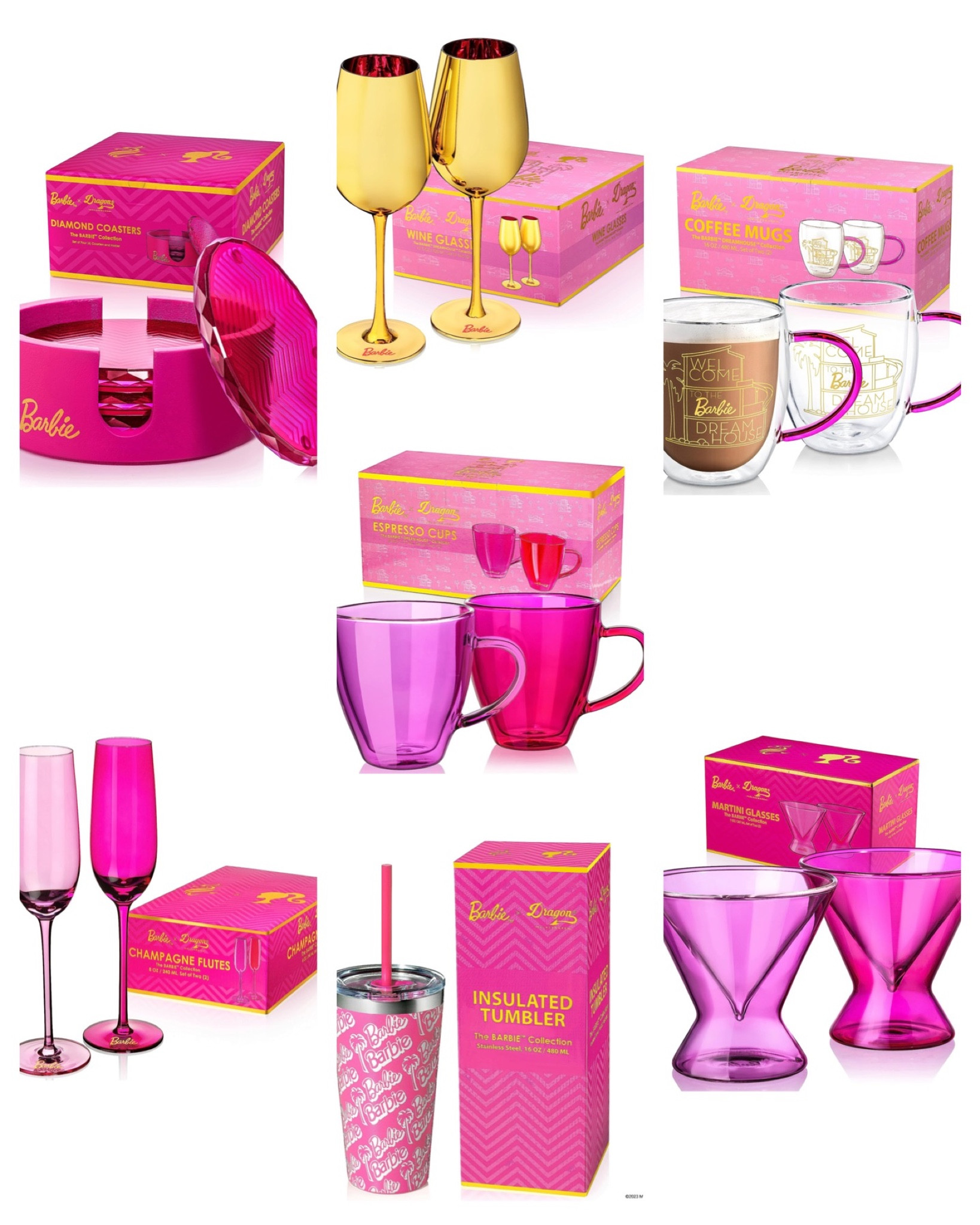 Barbie Glass Coffee Mugs, Dreamhouse Collection, Double Wall