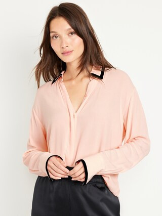 Loose Crepe Shirt for Women | Old Navy (US)