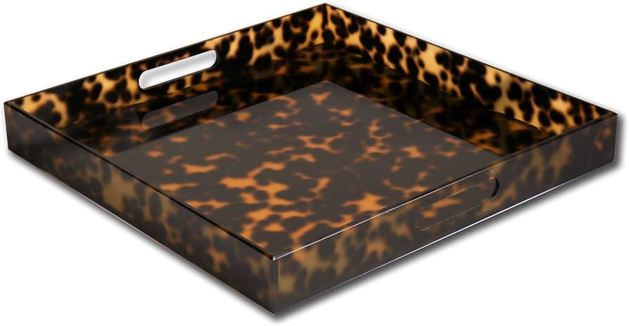 VIDA Acrylic Tortoise Large Square Tray with Handles | Amazon (US)