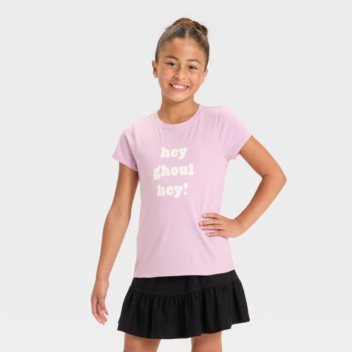 Girls' Short Sleeve Halloween Graphic T-Shirt - Cat & Jack™ Purple | Target