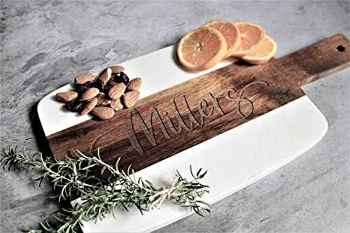 Personalized Marble and Wood Cutting Board Custom Cutting Board Charcuterie Board Christmas Anniv... | Amazon (US)