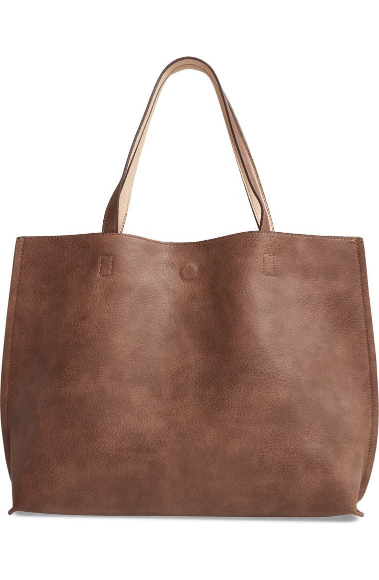 Reversible Faux Leather Tote & Wristlet | Nordstrom