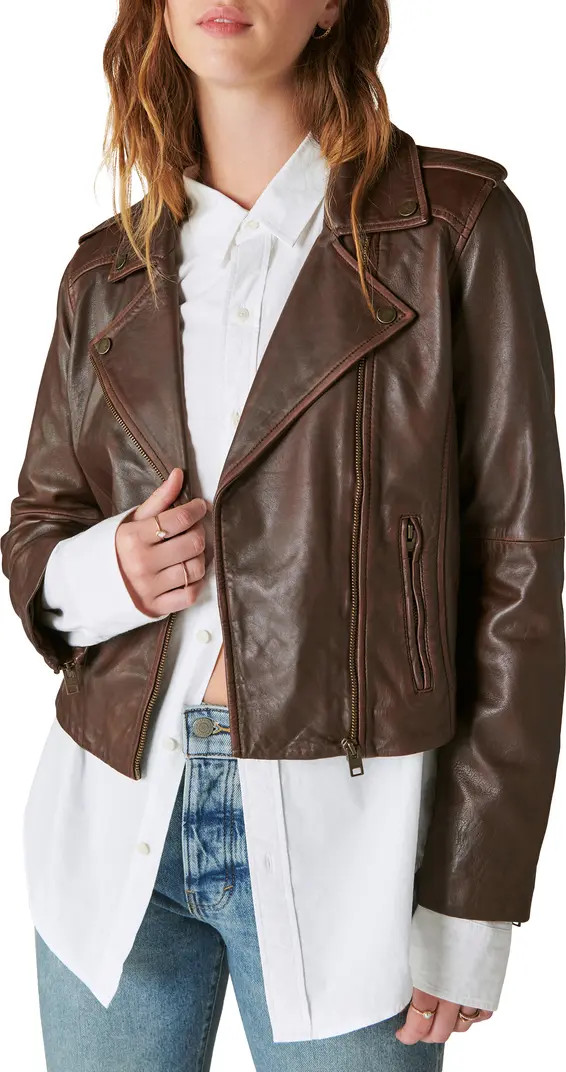 Lucky Brand Leather Moto Jacket | Nordstrom | Nordstrom