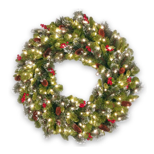 National Tree Company 36-in Pre-lit Outdoor Green Spruce Artificial Christmas Wreath | Lowe's