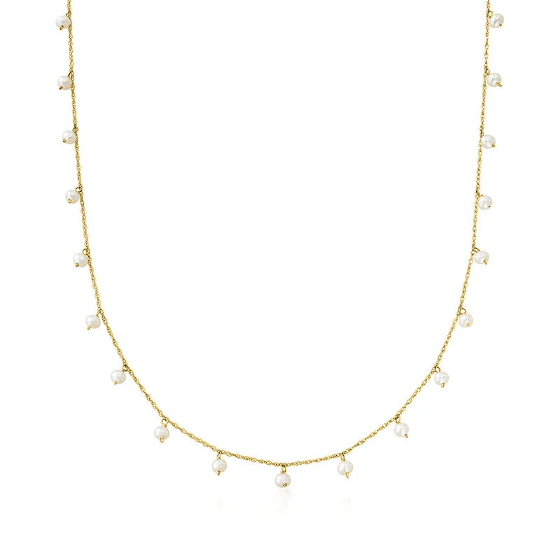 2.5-3mm Cultured Pearl Necklace in 14kt Yellow Gold | Ross-Simons
